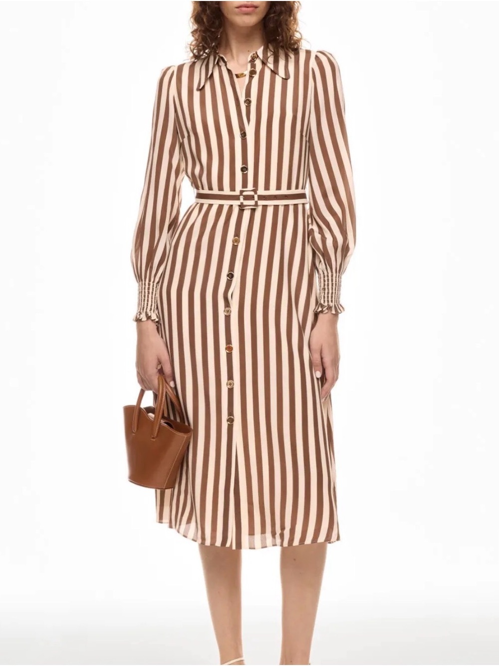 LK Bennett Striped Belted Midi Shirt Dress – Size 6 | Rent the Runway